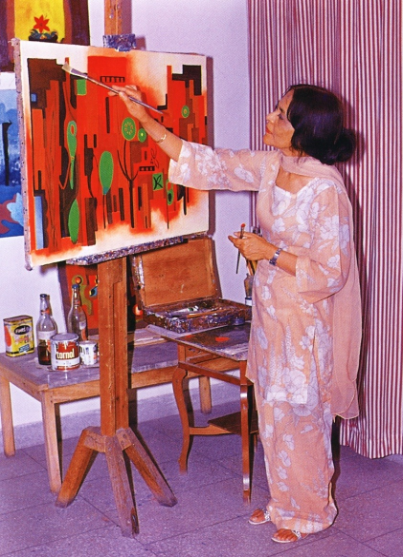 Agha in her studio